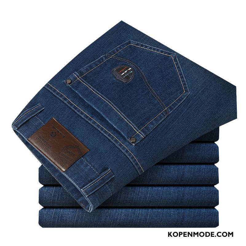 Jeans Heren Mode Mannen Herfst Slim Fit Nieuw Spijkerbroek Jeans Donkerblauw