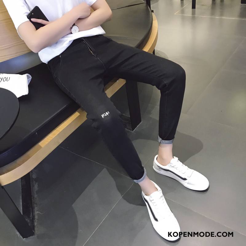 Jeans Heren Mode Trend Slim Fit Spijkerbroek Jeans Mannen Jeugd Zwart