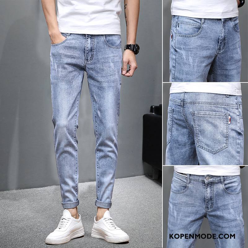 Jeans Heren Mooi Gaten Trend Mini Trendy Merk Mannen Blauw Licht