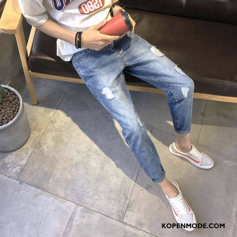 Jeans Heren Potlood Broek Spijkerbroek Jeans Zomer 2018 Trend Losse Lichtblauw