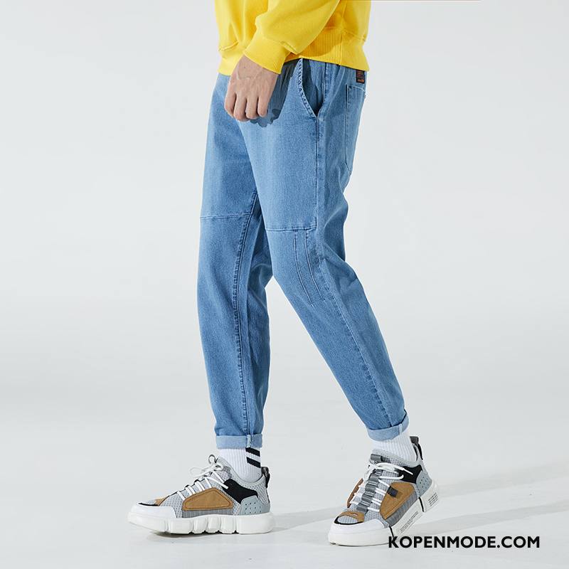 Jeans Heren Rechtdoor Spijkerbroek Jeans Zomer Losse Mannen Trend Blauw Licht