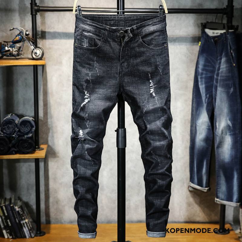 Jeans Heren Slim Fit Mannen Potlood Broek Spijkerbroek Jeans Blauw