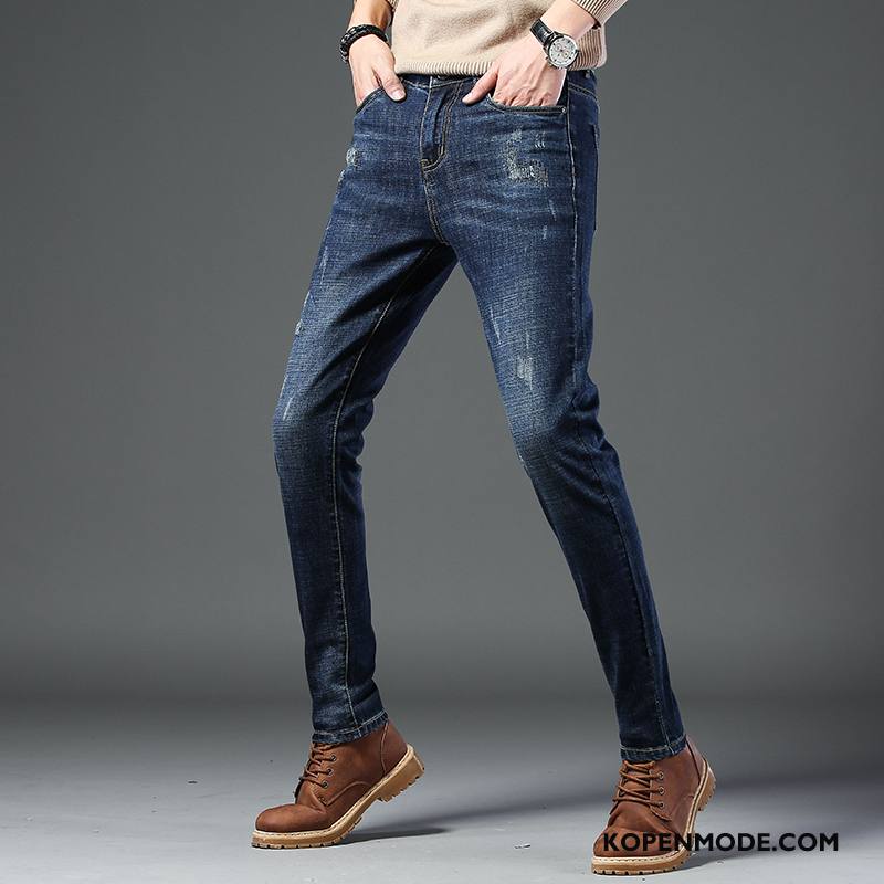 Jeans Heren Slim Fit Mode Herfst Denim Elastiek Comfortabele Zwart