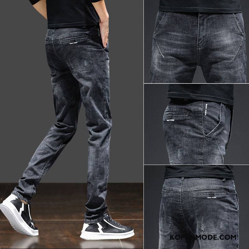 Jeans Heren Spijkerbroek Jeans Mini Elastiek Trend Mannen Slim Fit Zwart