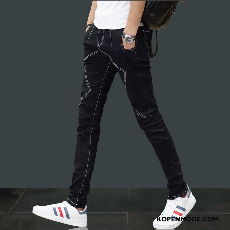 Jeans Heren Spijkerbroek Jeans Mini Elastiek Trend Mannen Slim Fit Zwart