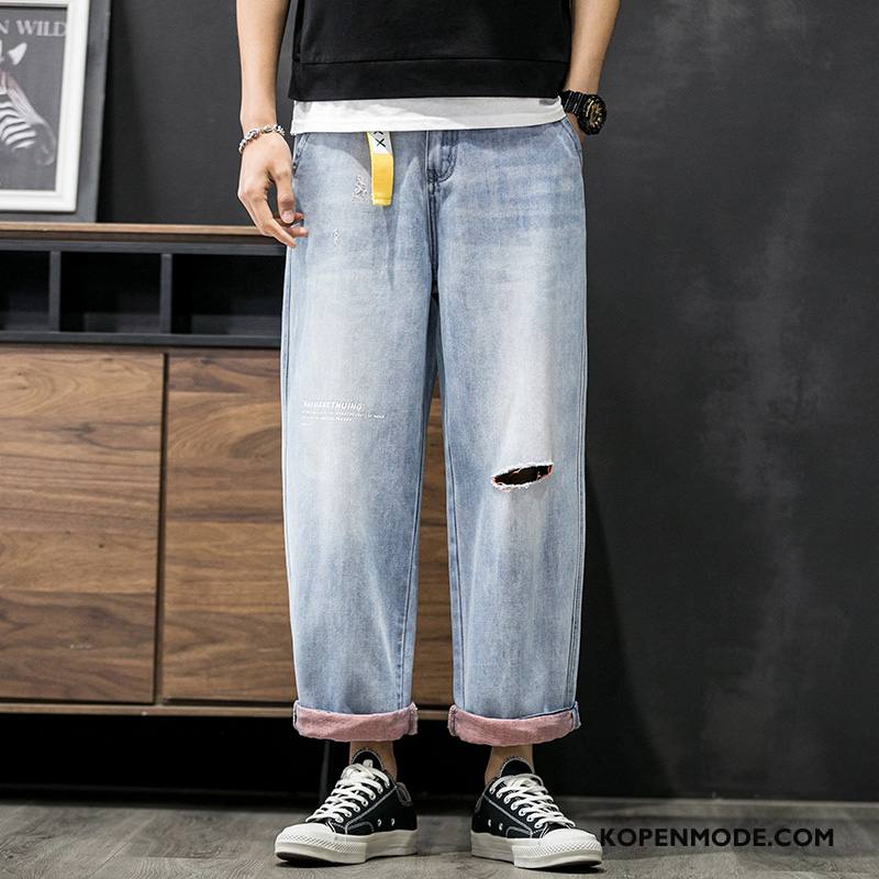 Jeans Heren Trend Broek Rechtdoor Trendy Merk Mannen Spijkerbroek Jeans Donkerblauw