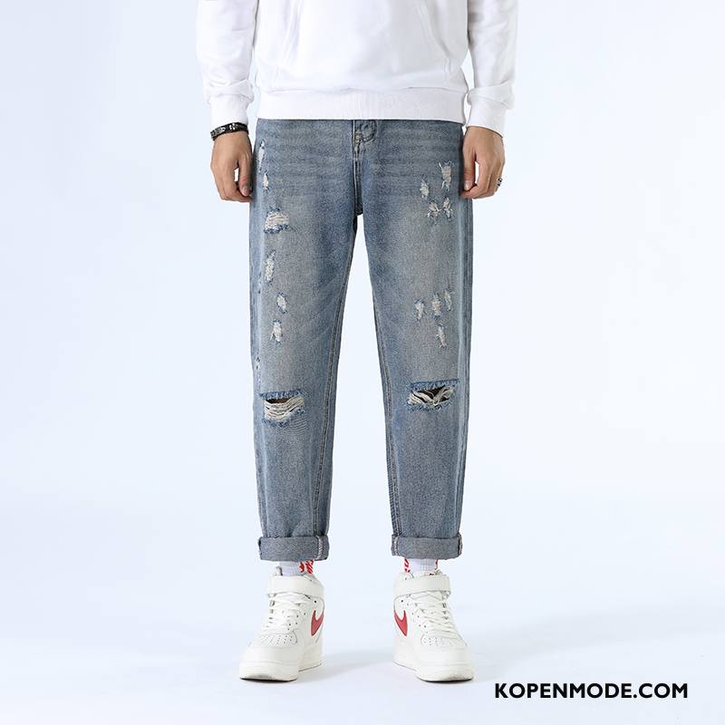 Jeans Heren Trend Broek Rechtdoor Trendy Merk Mannen Spijkerbroek Jeans Donkerblauw