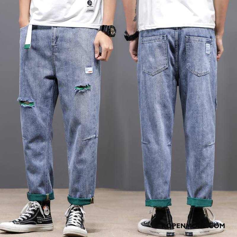Jeans Heren Trend Broek Rechtdoor Trendy Merk Mannen Spijkerbroek Jeans Donkerblauw