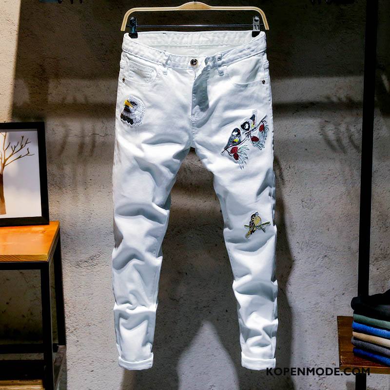 Jeans Heren Zomer Mannen Potlood Broek Elastiek Jeugd Spijkerbroek Jeans Wit