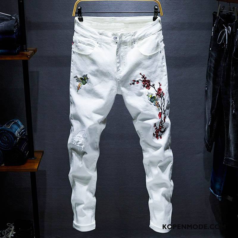 Jeans Heren Zomer Mannen Potlood Broek Elastiek Jeugd Spijkerbroek Jeans Wit