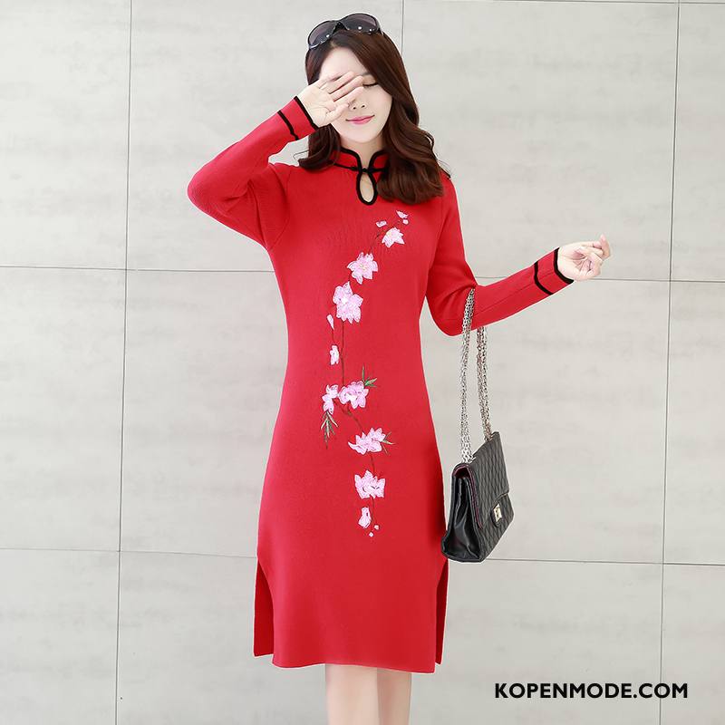 Jurk Dames Elegante 2018 Cheongsam Comfortabele Populair Mode Rood