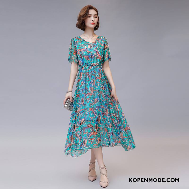 Jurken Dames Mid Taille Zomer 2018 Eenvoudige Trend Elegante Effen Kleur Rood