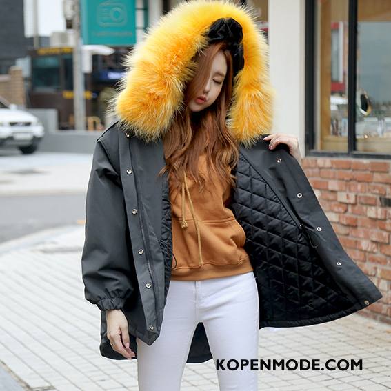 Katoenen Jas Dames Winter Slim Fit Trend Mode Casual Lange Mouwen Wit