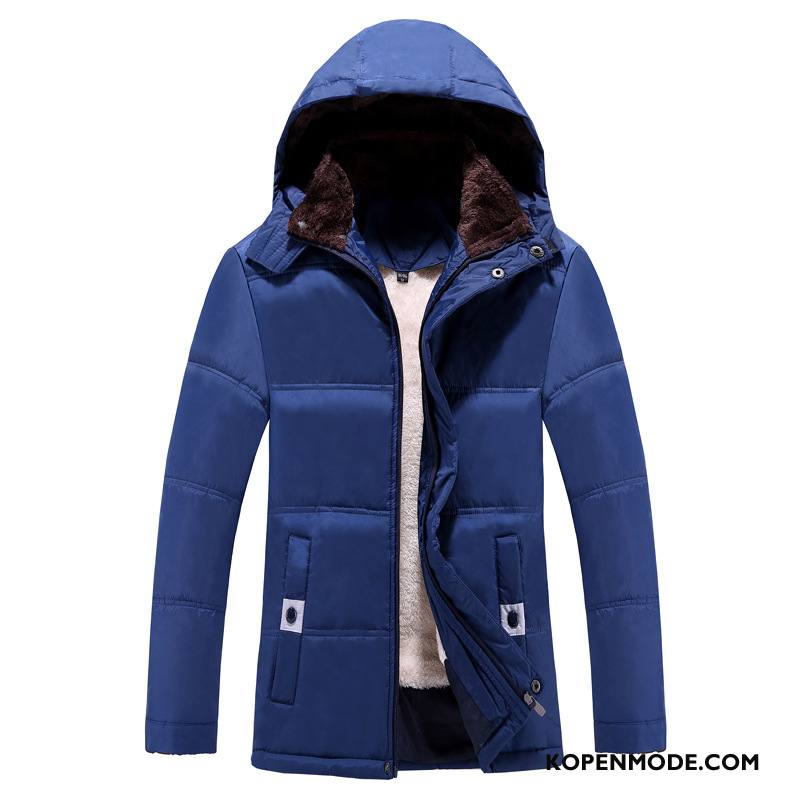 Katoenen Jas Heren Hoodie Plus Kasjmier Mannen Nieuw Winter Jasje Blauw