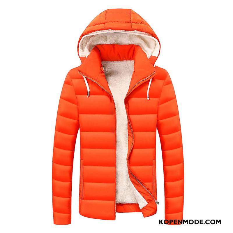 Katoenen Jas Heren Mannen Nieuw Plus Kasjmier Warme Winter Kleding Hoodie Oranje