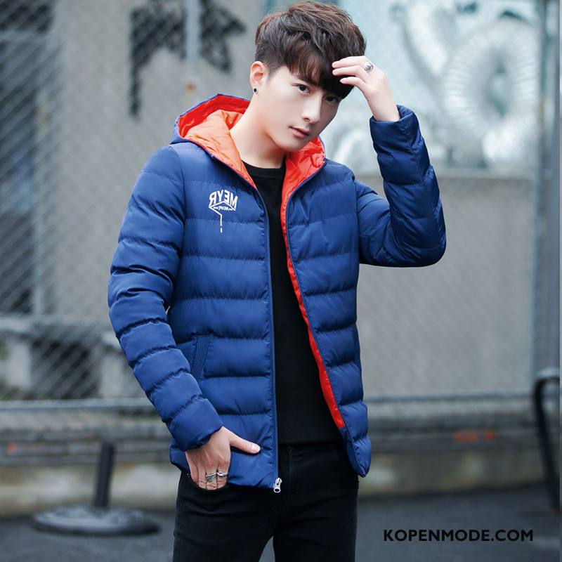 Katoenen Jas Heren Mannen Winter Winter Kleding Jeugd Warme Hoodie Blauw