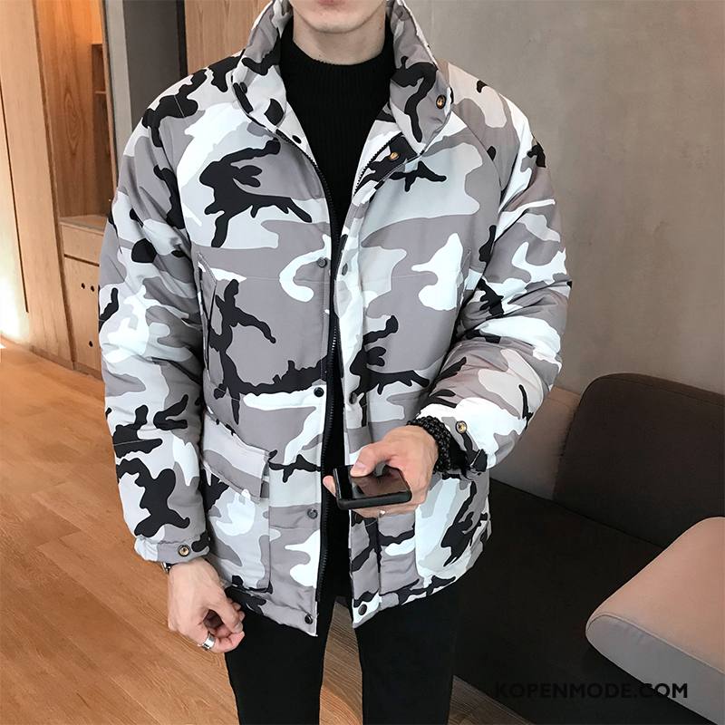 Katoenen Jas Heren Warme Dikke Nieuw Jeugd Winter Mannen Camouflage Wit