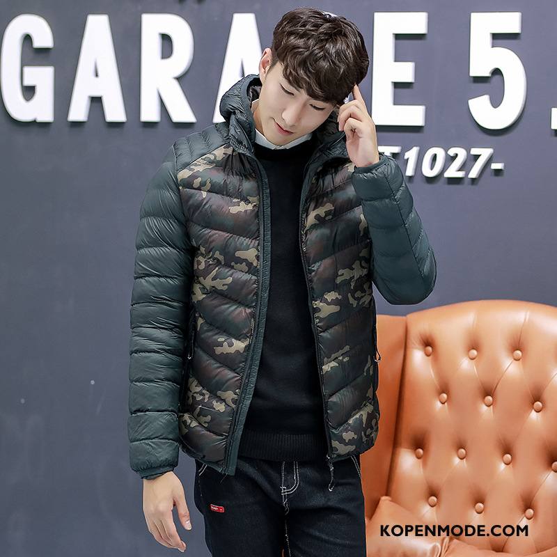 Katoenen Jas Heren Winter Slim Fit Hoodie Casual Nieuw Mannen Donkerblauw Camouflage