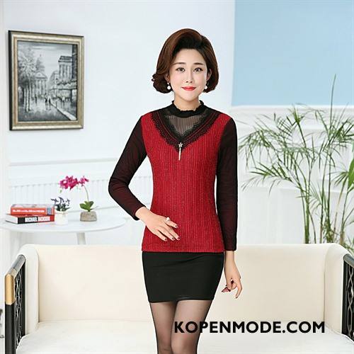 Kleding Middelbare Leeftijd Dames Vrouwen Slim Fit Dunne Kort 2018 Pullover Rood