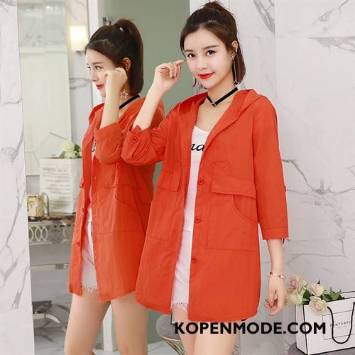 Korte Jas Dames Eenvoudige Elegante Met Één Rij Knoppen Hoodie Zomer Comfortabele Rood