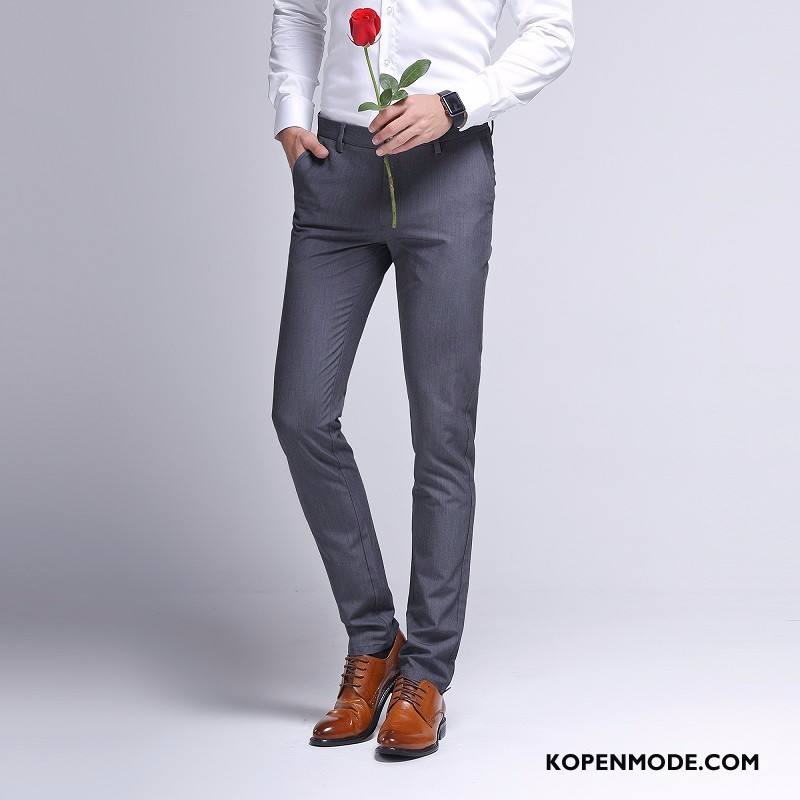 Kostuumbroek Heren Zomer Mannen Casual Broek Slim Fit Bedrijf Grijs