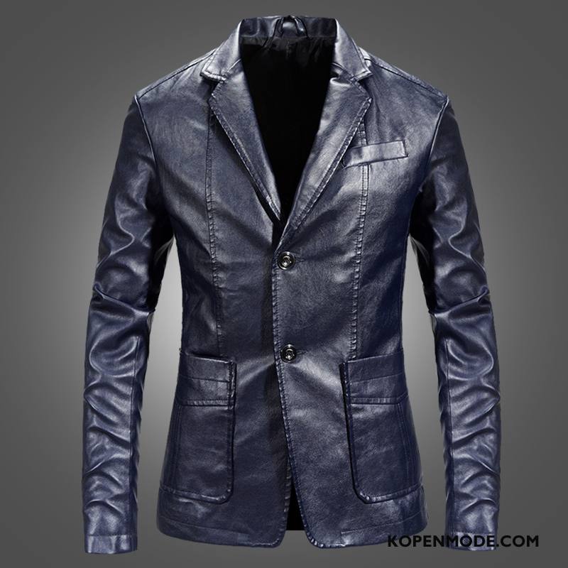 Leren Jassen Heren Mooi Motorfiets Mannen Slim Fit Trend Dunne Bruine