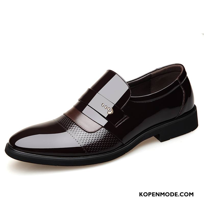 Leren Schoenen Heren Geklede Slip On Brits Bedrijf Trend Casual Bruine