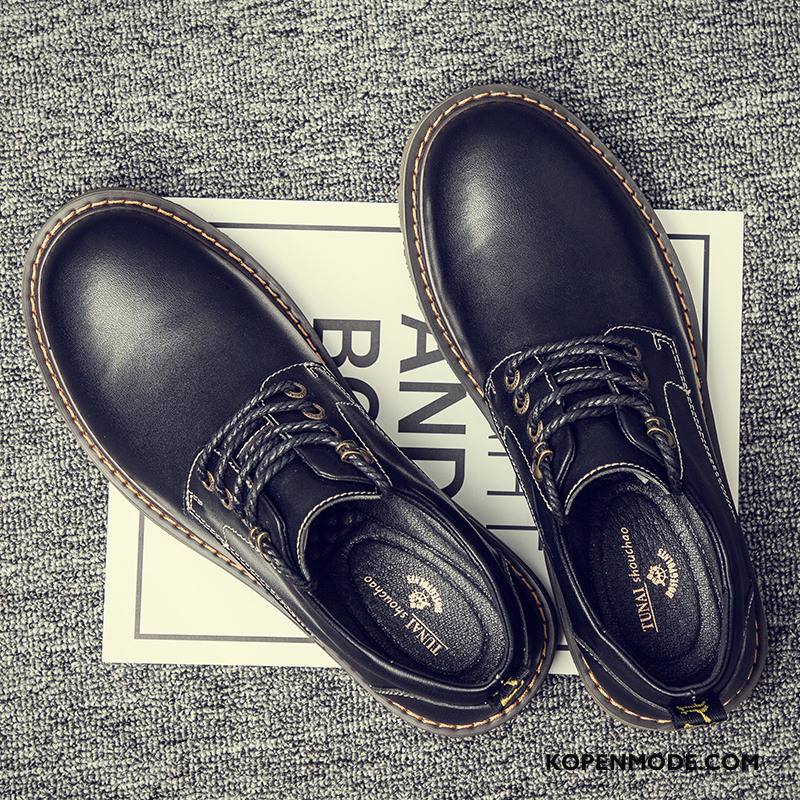 Leren Schoenen Heren Geklede Voorjaar Brits Mannen Groot Casual Zwart