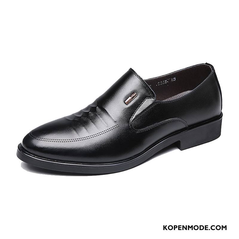 Leren Schoenen Heren Gentleman Slip On Bedrijf Casual Voorjaar Mannen Bruine