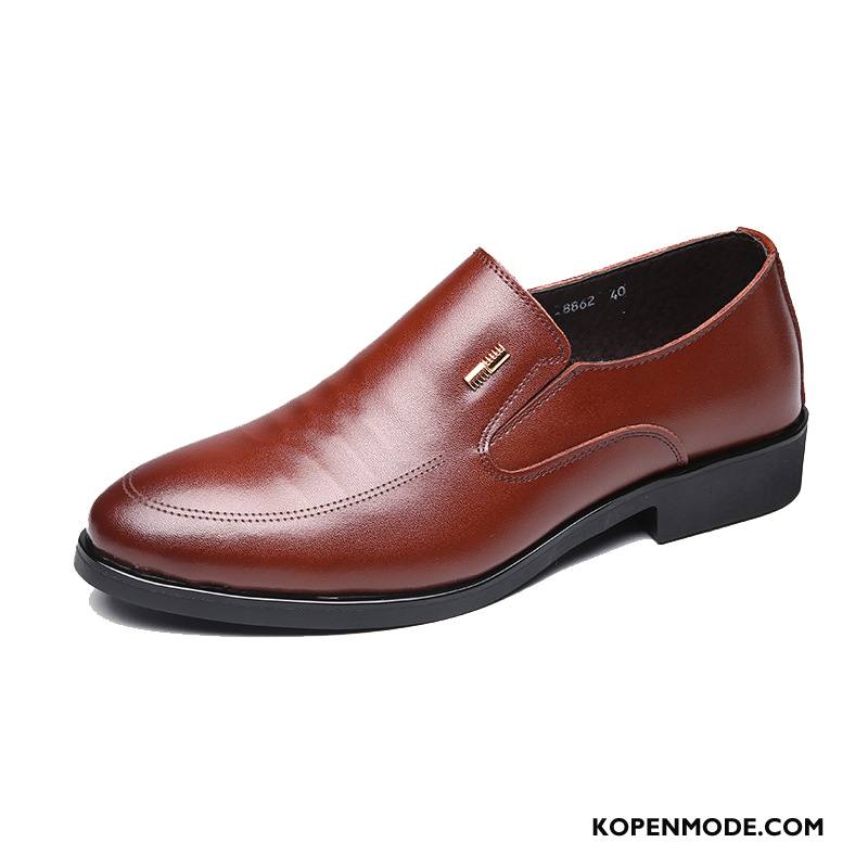 Leren Schoenen Heren Gentleman Slip On Bedrijf Casual Voorjaar Mannen Bruine