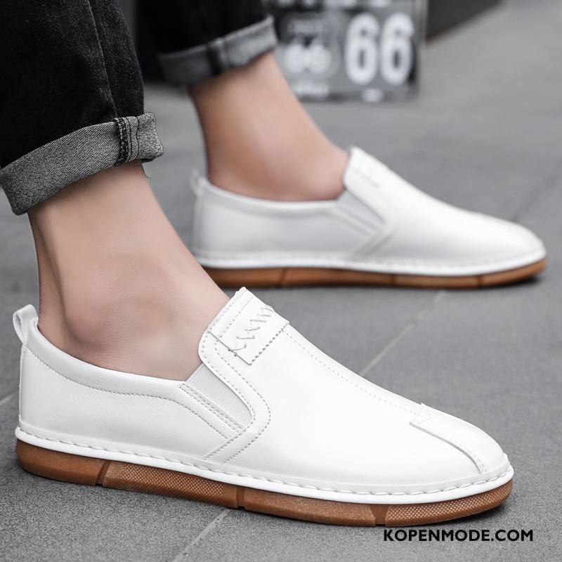 Leren Schoenen Heren Mannen Casual Alle Wedstrijden Slip On Trend Ademende Zwart