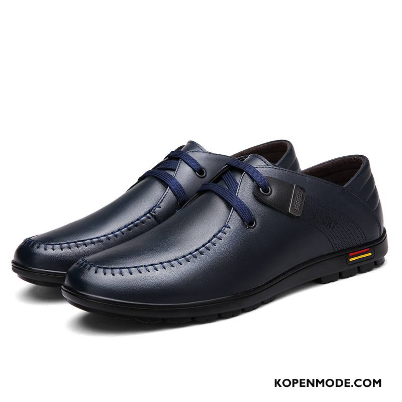 Leren Schoenen Heren Mannen Casual Brits Zachte Zolen Jeugd Bedrijf Blauw