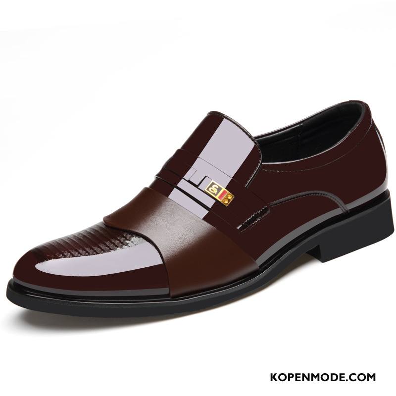 Leren Schoenen Heren Pumps Mannen Mode Sleehak Brits Geklede Rood