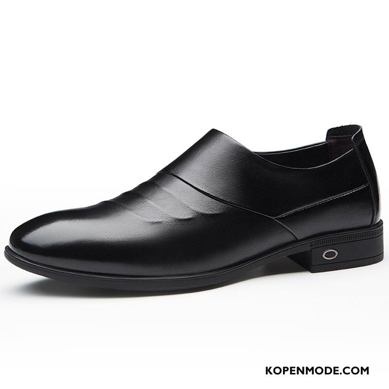 Leren Schoenen Heren Slip On Mannen Bedrijf Geklede Brits Zomer Zwart