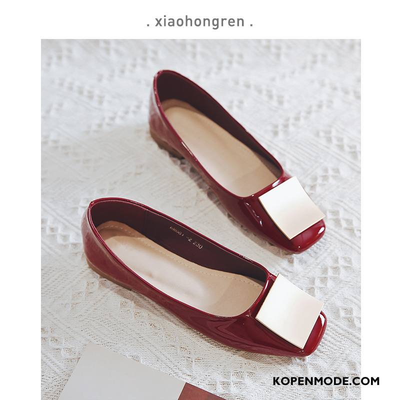 Mocassins Dames Bootschoenen Zomer Pumps Platte Schoenen Slip On Alle Wedstrijden Rood Beige Licht