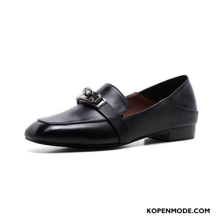 Mocassins Dames Leer Echt Leer Comfortabele Vrouwen Loafers Schoenen Wit