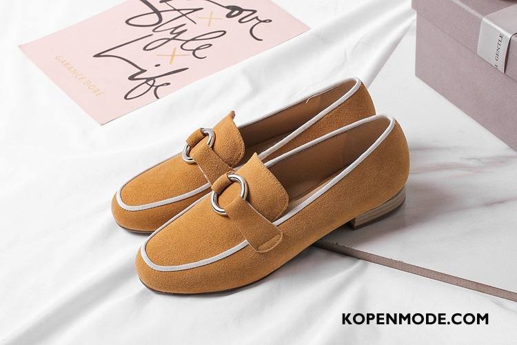 Mocassins Dames Loafers Pumps Schapenleer Plat Echt Leer Rood Zwart