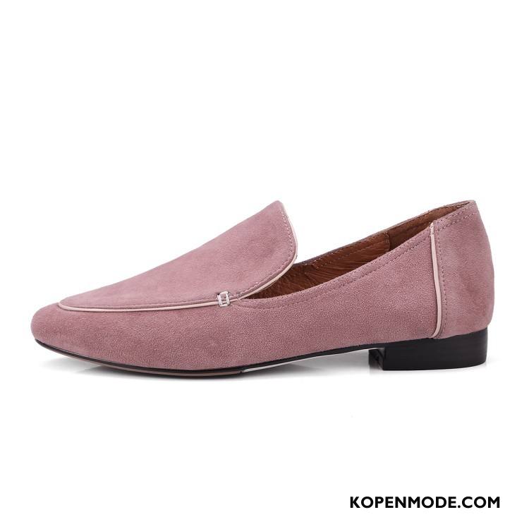 Mocassins Dames Loafers Schapenleer Plat Echt Leer Zomer Pumps Zandkleur Roze