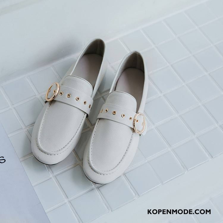 Mocassins Dames Loafers Schoenen Vrouwen Platte Schoenen Brits Dun Abrikoos Kleur Donker