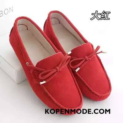 Mocassins Dames Oxford Bootschoenen Leer Plat Rood