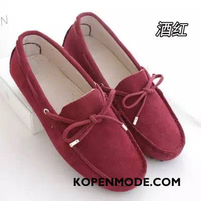 Mocassins Dames Oxford Bootschoenen Leer Plat Rood