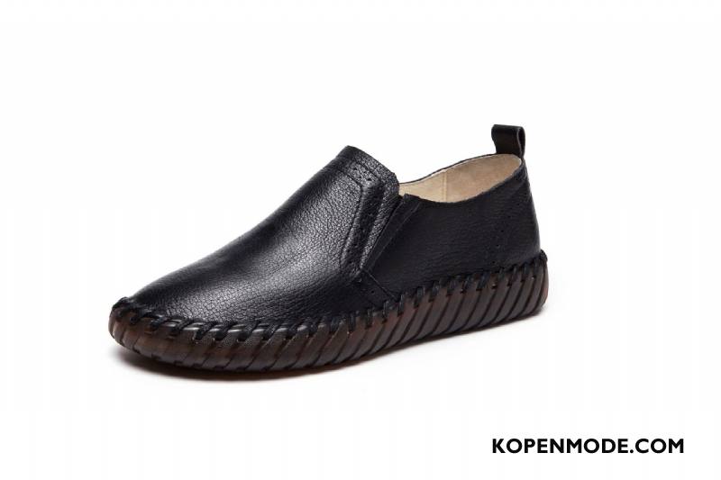 Mocassins Dames Pumps Kant Echt Leer Vrouwen Schoenen Vijfpuntige Ster Wit