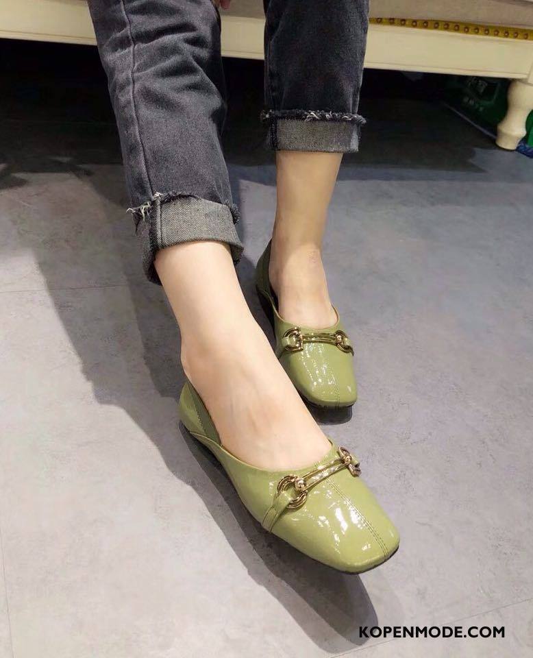 Mocassins Dames Schoenen Loafers Slip On Leer 2018 Ademende Licht Groen