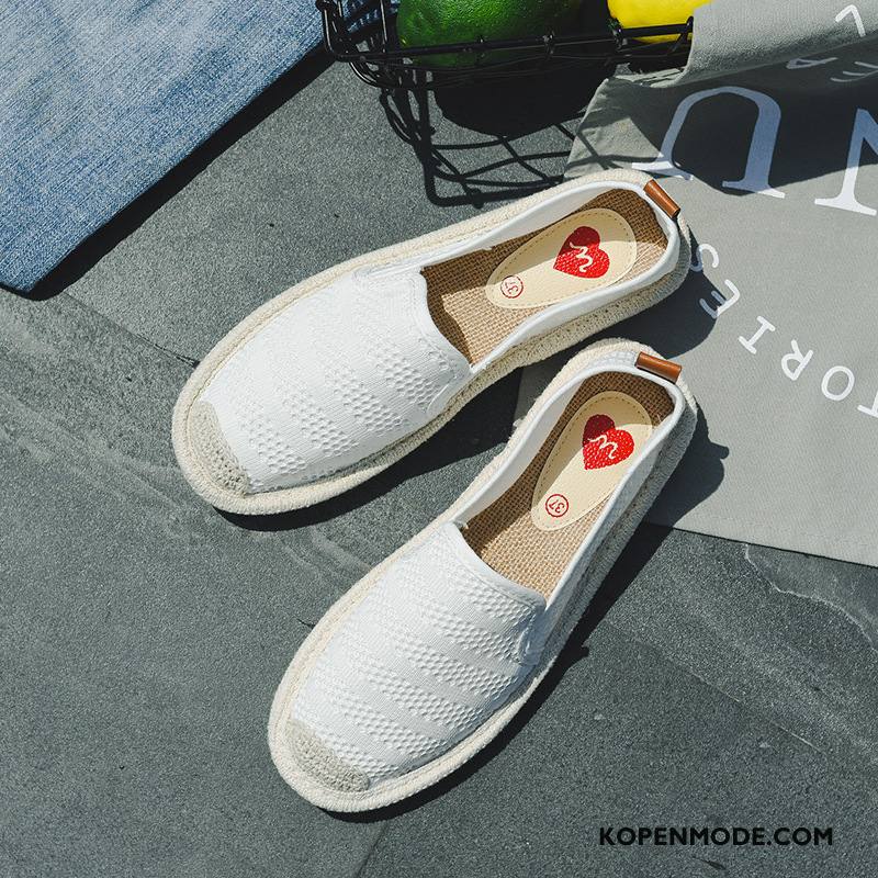 Mocassins Dames Student 2018 Canvas Schoenen Alle Wedstrijden Zomer Rood Wit