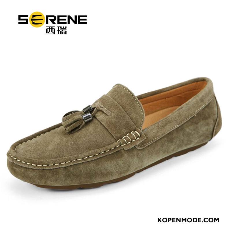 Mocassins Heren Ademende Schrobben Casual Bootschoenen Slip On Voorjaar Kaki