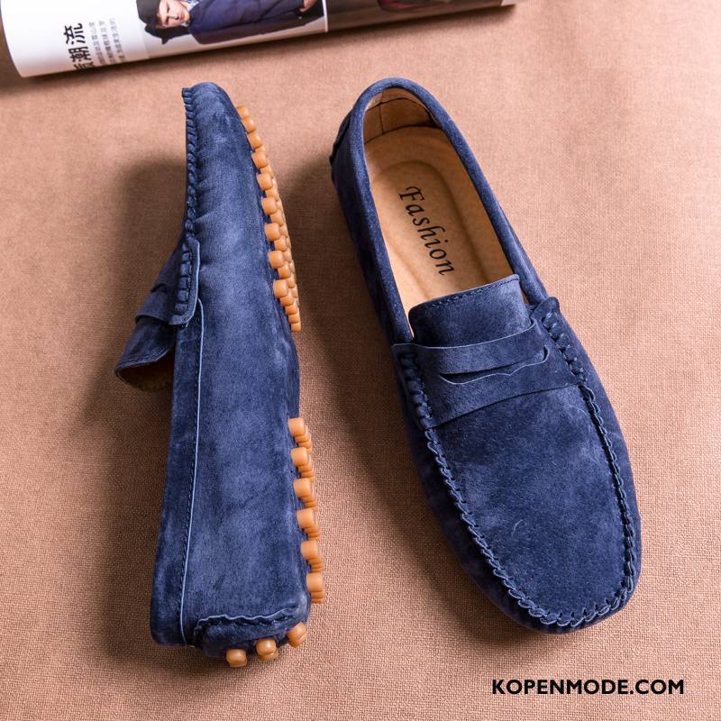 Mocassins Heren Bootschoenen Alle Wedstrijden Persoonlijk Mannen Echt Leer Casual Blauw Grijs