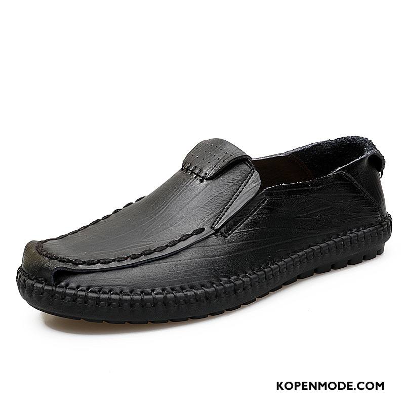 Mocassins Heren Casual Echt Leer Trend Mannen Mode Loafers Zwart