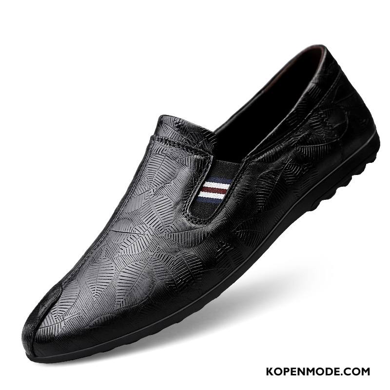 Mocassins Heren Casual Mannen Trend Schoenen Echt Leer Bloemen Wit