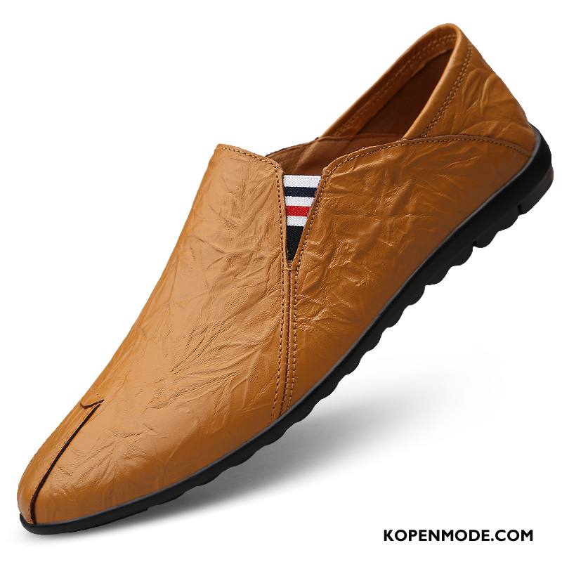 Mocassins Heren Casual Persoonlijk Echt Leer Zomer Bootschoenen Slip On Rode Wijn