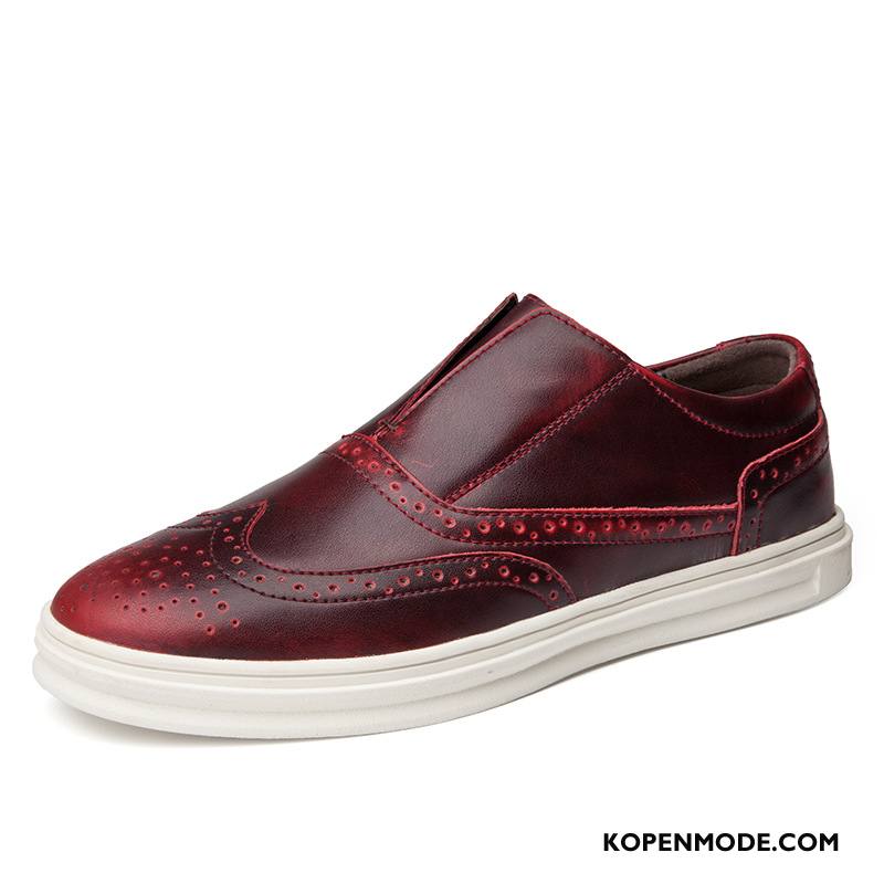 Mocassins Heren Casual Schoenen Ademende Skateboard Schoenen Loafers Herfst Rood